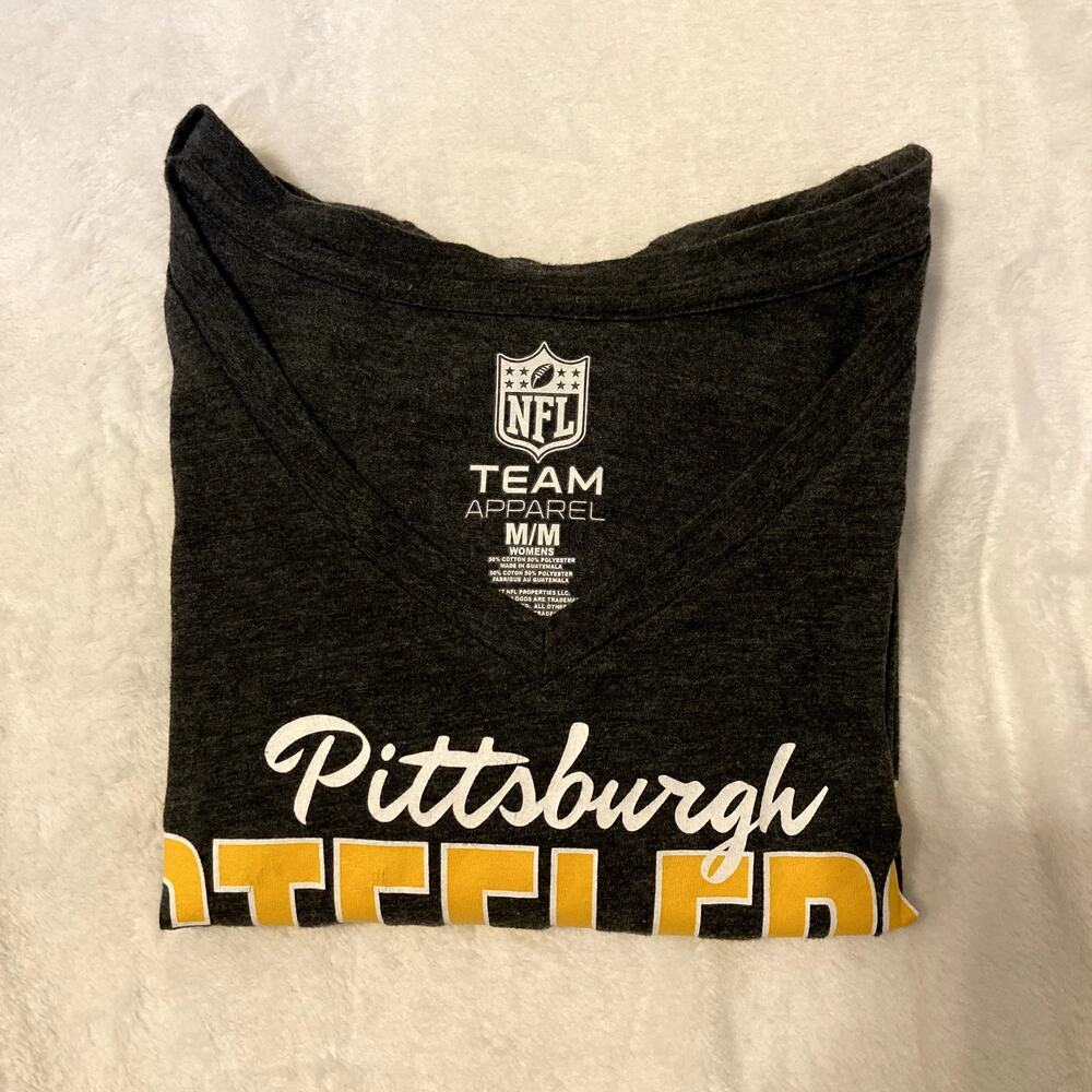 NFL Team Apparel Pittsburgh Steelers Dark Grey Women's Tshirt Size M/M Logo - Picture 5 of 5
